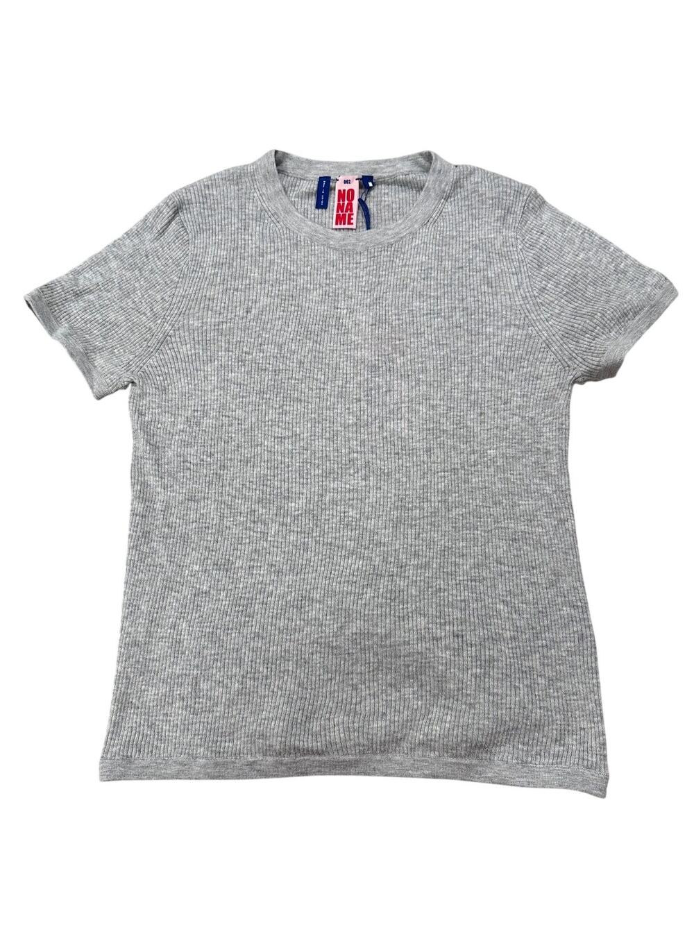 No Name is Needed Crewneck Soft Ribbed Knit T-Shirt Minimalist NWT, Gray, size M